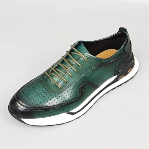 Breathable Men’s Leisure Casual Genuine Leather Shoes Top-Layer Cowhide Gradient Fashion Lace-Up Anti-skid Elevated Low All