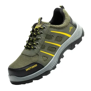 Breathable Mesh Upper Safety Shoes Men Steel Toe Anti-Smash Anti-Puncture Wear-Resistant Non-Slip Solid Sole Protective