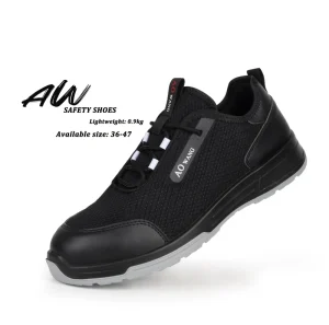 Breathable Mesh for All Seasons Anti Smash Puncture Factory Work Safety Shoes for Men With Steel Toe Microfiber Leather