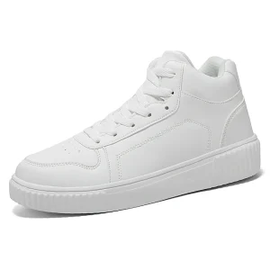 Breathable Unisex Lace Up PU Leather Casual Skateboard Shoes Blank Men’s Fashion Sneakers