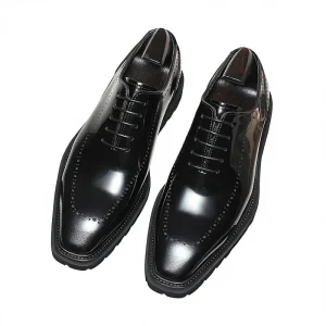 British Derby Lace Up Thick Soled Genuine Leather Business Dress Shoes for Men’s Wedding