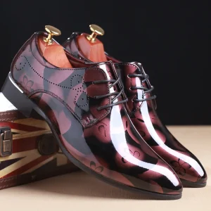 British Gentleman Leather Fashion Groom Derby Wedding Shoes Business Dress Pointed Leather Shoes