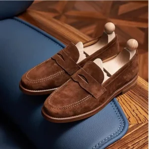 British Leather Men’s Cowhide Anti-Velvet Comfort Loafers Business Shoes with Rubber Outsole Slip-On Closure