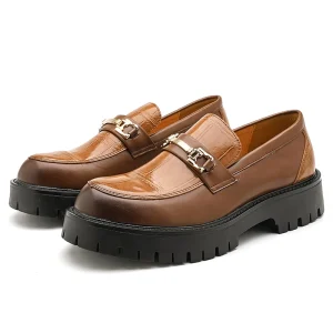 British Men’s Business Casual Leather Loafers Round Head Office Party Shoes Comfortable Insole Slip On Dress Shoes