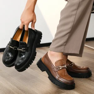British Men’s Business Casual PU Loafers Luxury Office Party Shoes Comfortable Insole Slip On Breathable Anti Slip Dress Shoes