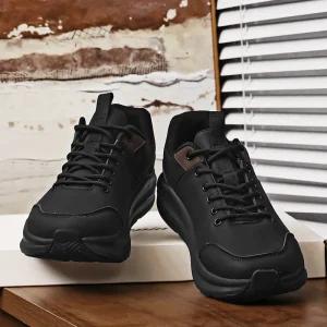 British Men’s Lace-Up Hiking Shoes Low-Top Artificial Leather Mesh EVA Midsole Rubber Outsole