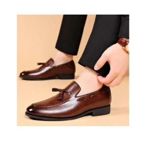 British Men’s Plus Size Leather Shoes Breathable Wear-resistant for Business Formal Casual Wedding Use for Spring Autumn