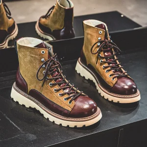British Retro Casual Suede Leather Mid-calf Motorcycle Boots Men’s Shoes