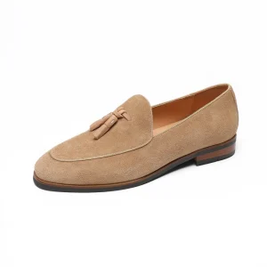 British Retro Men’s Leather Loafers Tassel Slip On Closed Toe Summer Breathable Casual Business Wedding Shoes