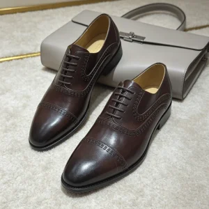 British Style Brogue Oxford Shoes Men Genuine Leather Business Shoes Classic Wingtip Formal Dress Shoes for Gentleman
