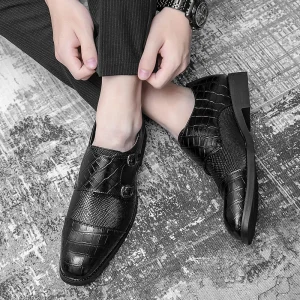 British Style Buckle Slip on Round Toe Career Office Business Loafer Party Shoe Men Dress & Oxford Shoes