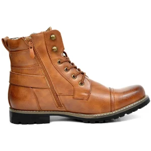 British Style Fashion Men’s PU Leather Zipper Wear Resistant Motorcycle Boot Dress Shoes Men Ankle Boots