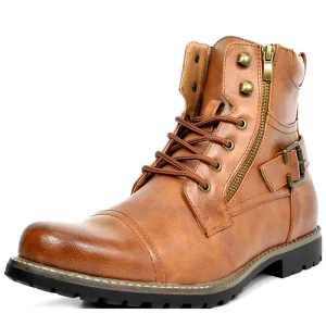 British Style Fashion Men’s PU Leather Zipper Wear Resistant Motorcycle Boot Dress Shoes Men Ankle Boots