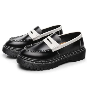 British Style Low Top Car Stitching Le Fu Shoes for Couples Autumn Spring Outdoor Fashionable Breathable Comfortable Casual