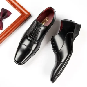 British Style Men Oxford Leather Shoes Lace up Genuine Leather Men’s Dress Shoes Formal Business Shoes for Man