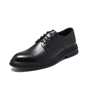 British Style Men’s Leather Slip-On Dress Shoes with Durable Rubber Outsole