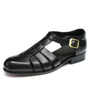 British Style Men’s Oxford Lace-Up Cow Leather Lightweight Comfortable Durable Non-Slip Dress Sandals Shoes
