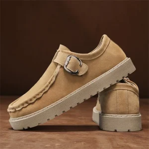 British Style Men’s Retro Slip on Loafers Solid Pattern Breathable Anti Slip Casual Leather Shoes Autumn