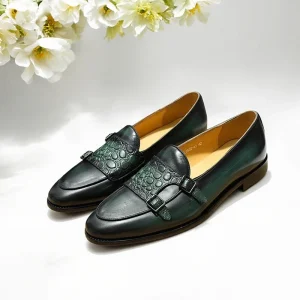 British Style Men’s Wedding Shoes Genuine Cowhide Upper Breathable Double Buckle Loafers