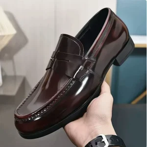 British Style Spring and Autumn Leather Business Casual Round Toe Flat Heel Loafers for Men