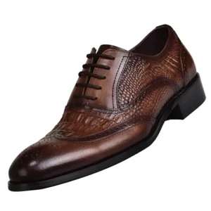 Brown Black Men’s Casual PU Leather Dress Shoes Luxury Pointed Toe Design Lace Up Closure Light for Spring Summer Weddings