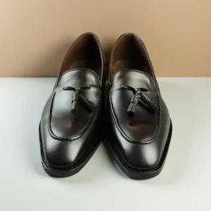 Brown Handmade Men’s Shoes Imported First Layer Leather Slip-On Loafers Italian Soles
