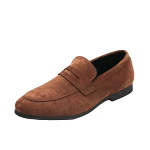 Brown Men’s Leather Dress Shoes Stylish Mocasines Loafers Slip On Closure Mens Dress Shoes