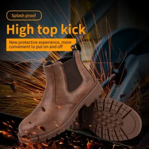 Brown Mesh Upper Safety Shoes Steel Toe Cap Professional S1P SR Anti static Soft Work Boots Construction Mid Cut