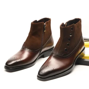 Business Boots Men Dress Shoes Top Leather Ankle Party Man Boots Zip up Office Men’s Boots for Men