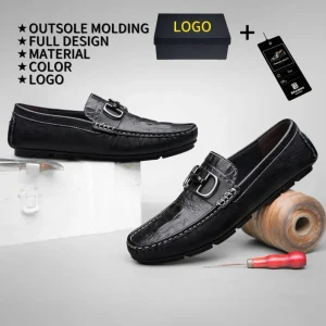 Business Casual Men’s Leather Loafers Walking Shoes Breathable Anti-Slip Soft Slip-On