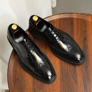 Business Casual Men’s Leather Shoes Wear resistant Breathable Dress Shoes Lightweight Italian Shoes Comfortable