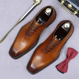 Business Formal Men’s Shoes with Hand woven Leather Uppers Made of Cowhide Low Heel Breathable Casual Design