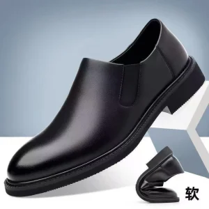 Business Men’s Leather Shoes Lightweight Breathable Comfortable Casual Formal & Work Shoes with PVC Outsole
