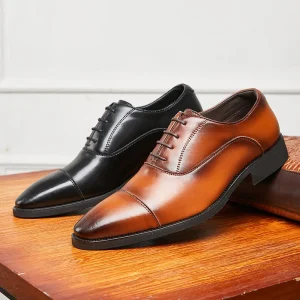 Business Shoes Adult Men’s Dress Shoes Inner Height Increased Men’s Formal Oxford Shoes Soft Sole Genuine Leather Gentlemen