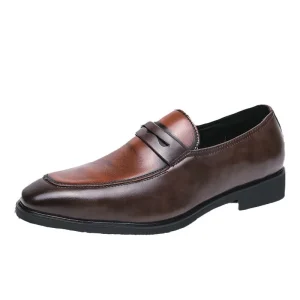 Business Walking Style Men’s Genuine Leather Slip-On Summer Pointed Toe Oxfords Big Size 48 Dress Shoes