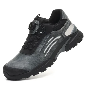 Button Style New Men’s Safety Shoes, standard Steel Toe Protective, Anti-puncture, Lightweight Comfortable, fashionable Work Shoes