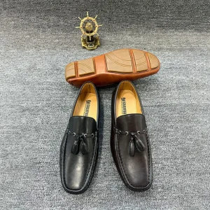 CACATUA AF1008 Men’s PU Leather Running Shoes Retro Design Slip-On Loafers Breathable Lightweight Anti-Slippery
