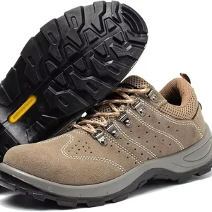 CE Men’s Sports Safety Work Shoes Breathable Mesh Suede Leather Steel Toe for Winter Summer Use Direct