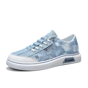 Canvas Board Shoes Men’s Casual Solid Color Round Toe Elastic Band Summer White Sneakers for Students Teenagers