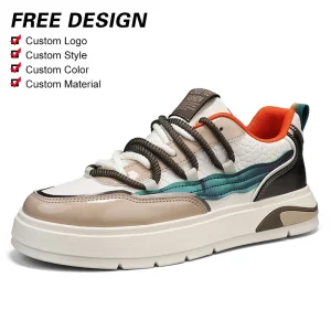 Casual Board Shoes White Men’s Walking Shoes Light Weight Breathable Fashion Design PU Upper