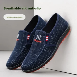 Casual Canvas Men’s Slip On Old Beijing Cloth Shoes Lazy Soft Soled Gommino Sneakers Board Shoes Breathable