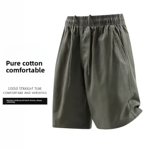 Casual Elastic Waist Drawstring Summer Beach Vacation Yoga Golf Shorts with Pockets Men’s Bermuda Shorts
