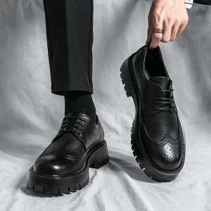 Casual Leather Shoes for Men Business Platform Closed Toe Height Increasing Office Career Autumn Shoes