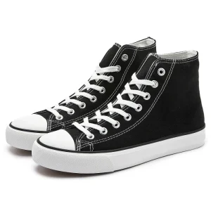 Casual Men’s Sports Custom Canvas Shoes Sneaker High-Top Black Canvas Fashion Men’s Shoes