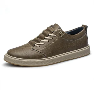 Casual Round Toe Lace up Sports Shoes for Men Low Cut Breathable Solid Color Casual Board Sports Shoes for Men