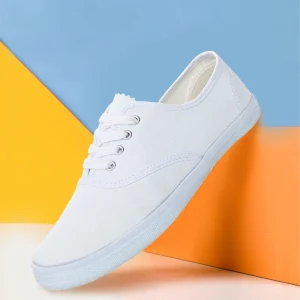 Casual White Canvas Walking Shoes Men Women Simple Trendy Breathable Rubber Soled EVA Midsole Comfort Spring Summer Autumn