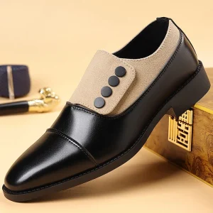 Chain 38-48 Artificial EVA Rubber Black Men Business Oxford Pointed Toe Embroidered Light Weight Leather Formal Dress Shoes