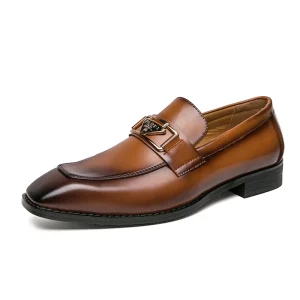 Chaussure En Cuir Wedding and Office Brown slip on Square Toe Casual Men’s Formal Dress Shoes