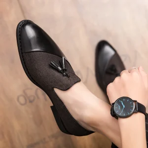 Chaussures En Cuir Pour Hommes Classical Casual Dress Shoes Men’s Business Oxfords Style Flat Leather Wedding Party Shoes
