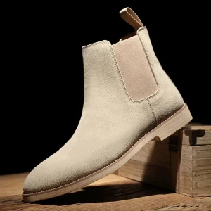 Chelsea Boots Men’s Low Cylinder Pointed Toe Cross-border Large Size 45 46 Supply Genuine Leather Rubber Outsole Autumn Boots